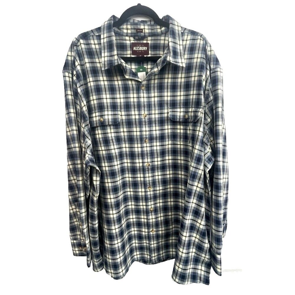 ALESBURY MEN'S SAMSON LONG SLEEVE WORKSHIRT NAVY SIZE 3X 100% COTTON